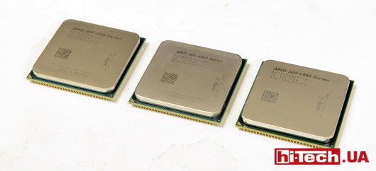 Три последних поколения гибридных процессоров AMD. Слева направо — AMDTrinity, AMDRichlandи новый AMD Kaveri. <a href=