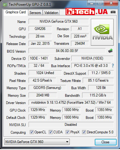 GPU-Z Inno3D iChill GTX 960 2GB Ultra