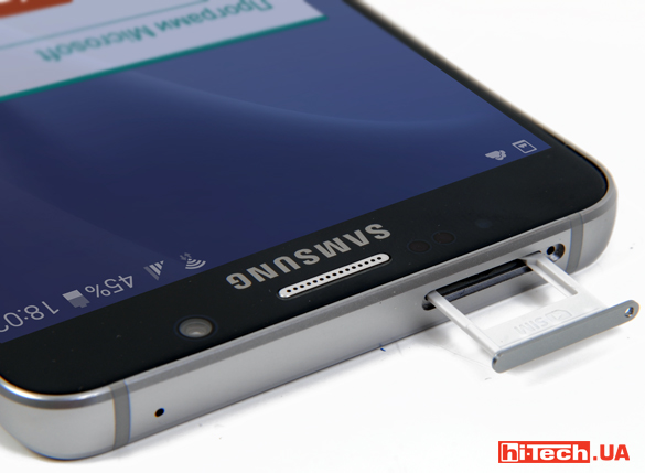 Главным элементом верхней грани Galaxy Note 5 является выдвижная рамка для SIM-карты