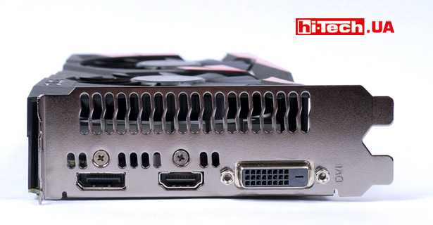 Набор видеовыходов Asus EX-GTX1050-2G, состоящий из HDMI, DVI и DisplayPort, можно назвать вполне типичным для видеокарт на базе NVIDIA GeForce GTX 1050, но встречаются модели GTX 1050 и большим количеством портов