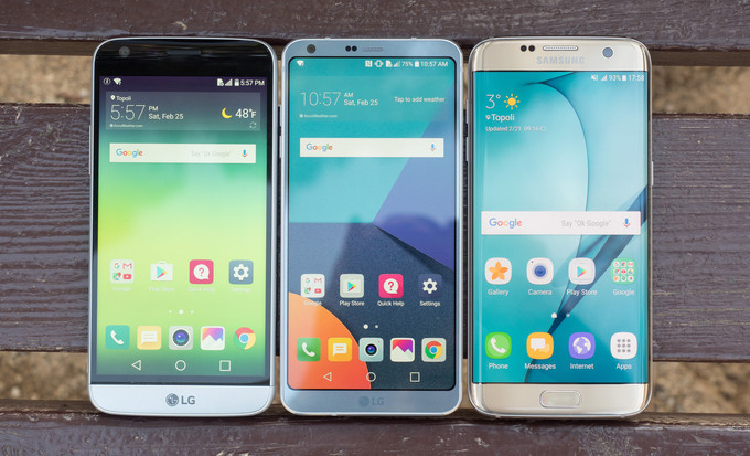 Слева-направо: LG G5 vs G6 vs Samsung Galaxy S7 Edge